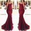 Off Shoulder Dark Red Lace Beaded Mermaid Evening Prom Dresses, Popular 2022 Party Prom Dresses, Custom Long Prom Dresses, Cheap Formal Prom Dresses, 17207