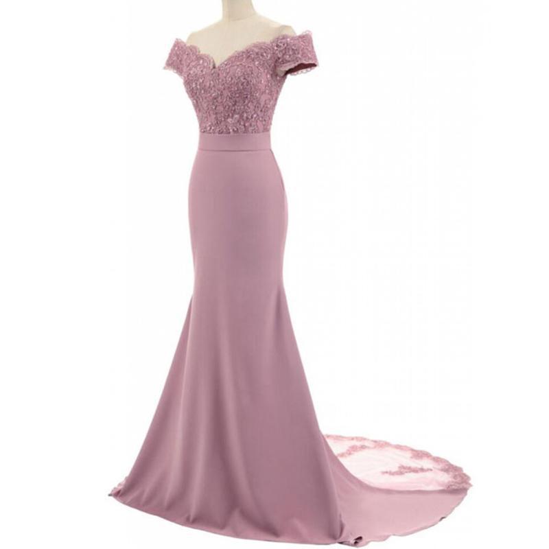 Off Shoulder Duty Rose Mermaid Cheap Bridesmaid Dresses Online, WG771