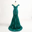 Off Shoulder Green Lace Beaded Mermaid Evening Prom Dresses, Popular Unique Party Prom Dress, Custom Long Prom Dresses, Cheap Formal Prom Dresses, 17174