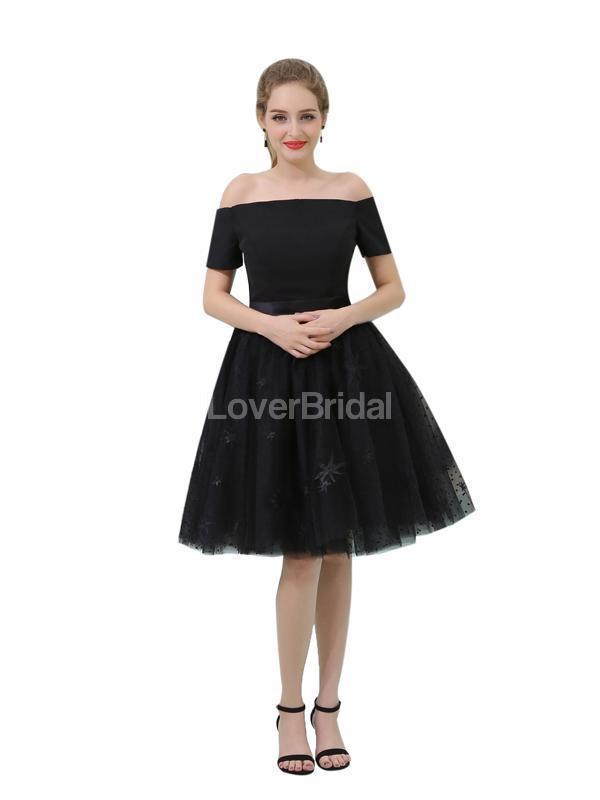 Off Shoulder Short Sleeves Black Cheap Homecoming Dresses Online, Chea LoverBridal Off Shoulder Short Sleeves Black Cheap Homecoming Dresses Online, Chea LoverBridal