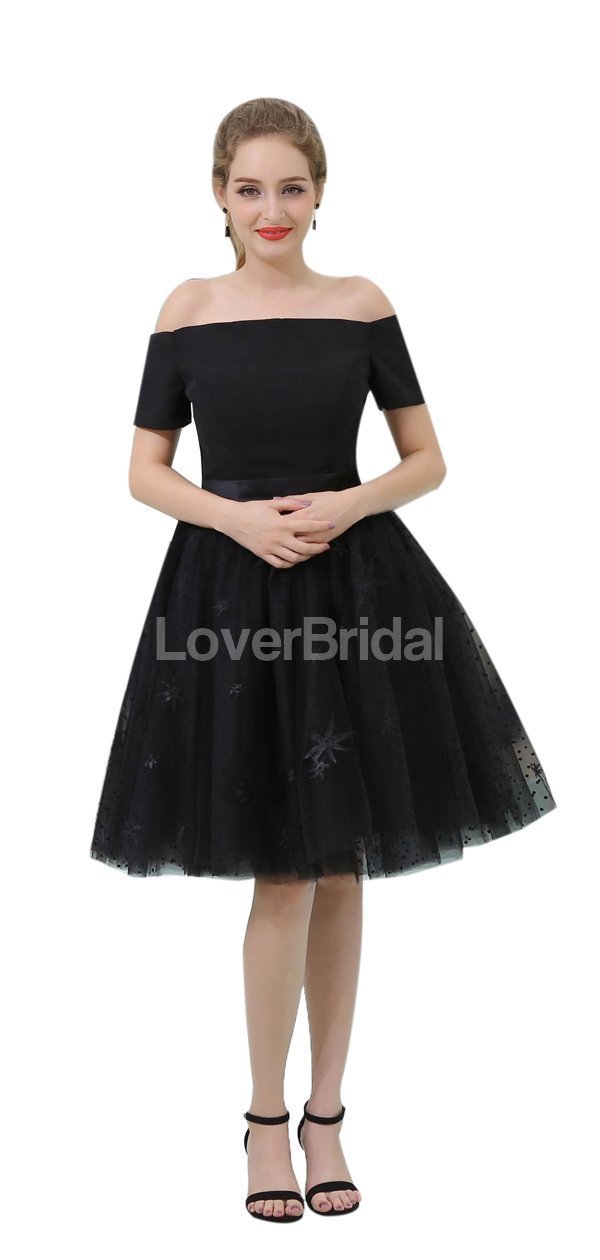 Off Shoulder Short Sleeves Black Cheap Homecoming Dresses Online, Chea LoverBridal Off Shoulder Short Sleeves Black Cheap Homecoming Dresses Online, Chea LoverBridal