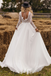 Off White A-line Long Sleeves V-neck Handmade Lace Wedding Dresses,WD784
