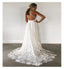 Off White A-line Spaghetti Straps Backless Handmade Lace Wedding Dresses,WD787
