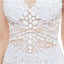 Off White Seen Through Scoop Lace Beaded Mermaid Evening Prom Dresses, Evening Party Prom Dresses, 12048