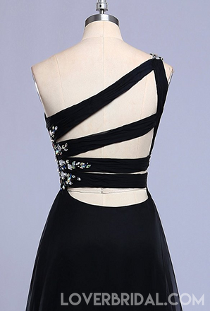 One Shoulder Beaded Chiffon Ombre Long Evening Prom Dresses, Custom cheap Sweet 16 Dresses, 18405