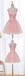Open Back Pink Lace Beaded Short Homecoming Prom Dresses, Affordable Short Party Prom Sweet 16 Dresses, Perfect Homecoming Cocktail Dresses, CM369