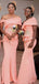 Orange Mermaid Off Shoulder Cheap Long Bridesmaid Dresses Online,WG1190