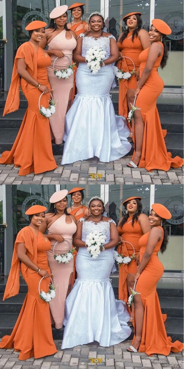 Orange Mermaid One Shoulder Cheap Long Bridesmaid Dresses,WG1337 LoverBridal Orange Mermaid One Shoulder Cheap Long Bridesmaid Dresses,WG1337 LoverBridal