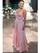 Pink A-line Spaghetti Straps V-neck Maxi Long Prom Dresses,Evening Dresses,13029