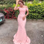 Pink Mermaid Off Shoulder Cheap Long Bridesmaid Dresses,WG1262