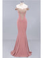 Pink Mermaid Off Shoulder Cheap Long Prom Dresses Online,Evening Party Dresses,12614