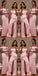 Pink Mermaid Off Shoulder Side Slit Cheap Long Bridesmaid Dresses Online,WG985