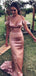 Pink Mermaid Off Shoulder V-neck Cheap Long Prom Dresses Online,12397