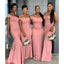 Pink One shoulder Mermaid Lace Applique Long Bridesmaid Dresses Gown Online,WG923