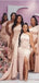 Pink One Shoulder Mermaid Side Slit Long Bridesmaid Dresses Online,WG1069