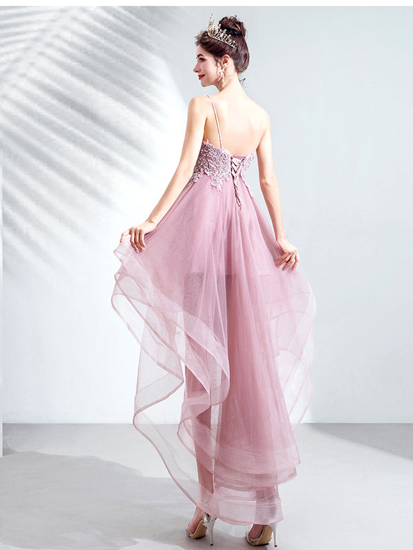 Pink Spaghetti Straps V-neck Homecoming Dresses,Cheap Short Prom Dresses,CM885