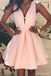 Pink V Neck Cute Simple Cheap Short Homecoming Dresses Under 100, CM390