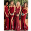 Popular Mismatched Dark Red Mermaid Cheap Long Bridesmaid Dresses Online, WG559