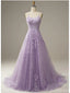 Purple A-line Spaghetti Straps Backless Cheap Long Prom Dresses Online,12623