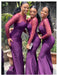 Purple Mermaid Jewel Long Sleeves Cheap Bridesmaid Dresses Online,WG1381