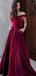 Red A-line Off Shoulder V-neck Party Prom Dresses, Prom & Dance Dresses,12343