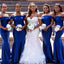 Royal Blue Mermaid Off Shoulder Long Bridesmaid Dresses Online,WG998