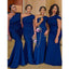 Royal Blue Mermaid One Shoulder Cheap Long Bridesmaid Dresses Online,WG1127