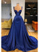 Royal Blue Mermaid Straps Cheap Long Prom Dresses,Evening Party Dresses,12658