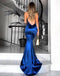 Royal Blue Sexy Backless Mermaid Long Evening Prom Dresses, Popular Cheap Long Party Prom Dresses, 17272