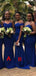 Royal Blue Simple Mermaid Spaghetti Straps Bridesmaid Dresses Gown Online,WG951