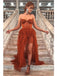 Rust Red Sweetheart High Slit Cheap Long Prom Dresses Online,12744