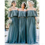 Sage Green Off Shoulder Chiffon Long Cheap Bridesmaid Dresses Online, WG614