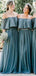 Sage Green Off Shoulder Chiffon Long Cheap Bridesmaid Dresses Online, WG614