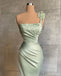 Sage Mermaid One Shoulder Cheap Long Prom Dresses,Evening Party Dresses,12680