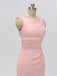 Scoop Pink Chiffon Mermaid Long Cheap Bridesmaid Dresses Online, WG604