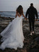 See Through Off Shoulder Long A-line Lace Wedding Dresses Online,WD740