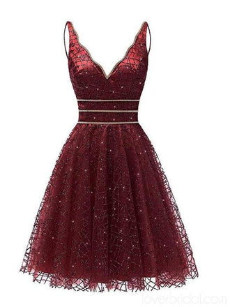 Sexy Backless Dark Red Sequin Homecoming Dresses Online, Cheap Short Prom Dresses, CM760