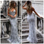 Sexy Backless Gray Sequin Lace Mermaid Long Evening Prom Dresses, Popular Cheap Long 2022 Party Prom Dresses, 17264