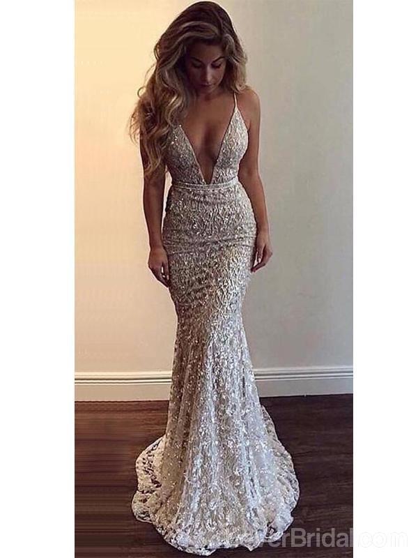 Sexy Backless Lace Beaded Mermaid Long Evening Prom Dresses, Cheap Cus LoverBridal Sexy Backless Lace Beaded Mermaid Long Evening Prom Dresses, Cheap Cus LoverBridal