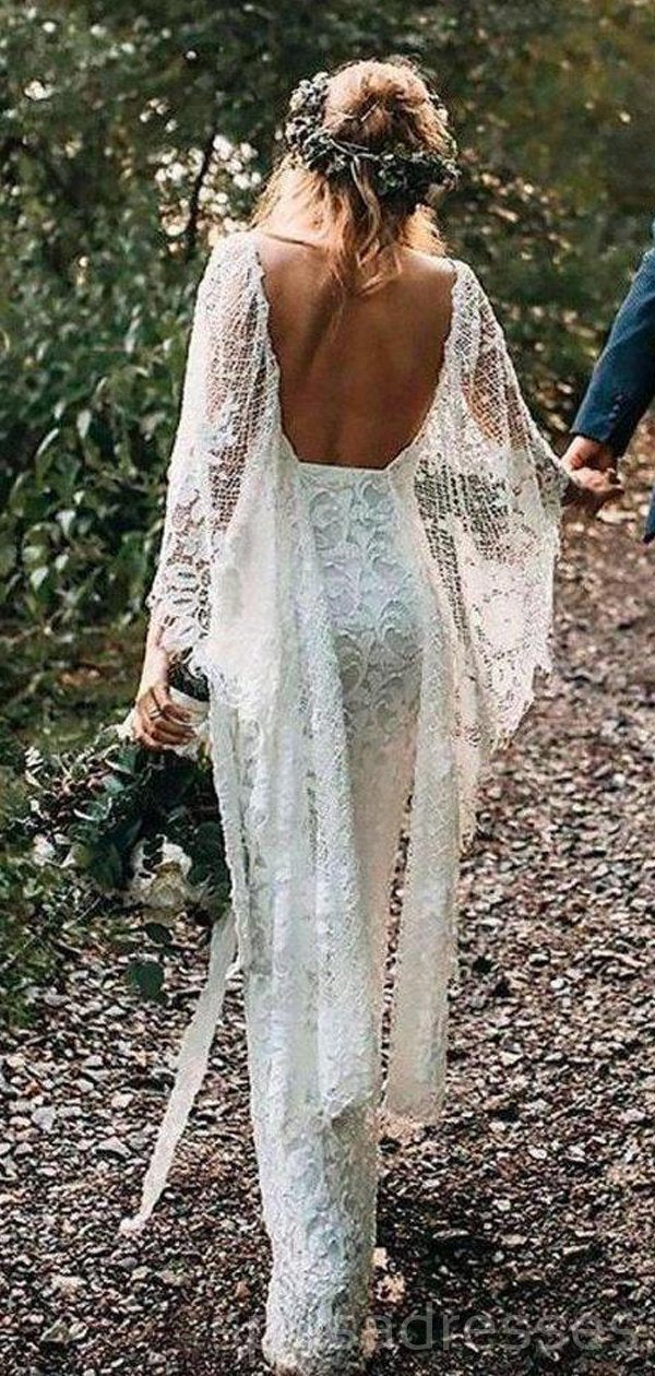 Sexy Backless Lace Mermaid Side Slit Sexy Wedding Dresses Online, Chea ...
