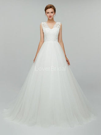 Sexy Backless Simple V-Neck Cheap Wedding Dresses Online, Cheap Bridal Dresses, WD552