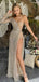 Sexy Gold Sheath High Slit One Shoulder Maxi Long Prom Dresses,Evening Dresses,13000