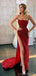 Sexy Mermaid Burgundy High Slit Sweetheart Cheap Long Prom Dresses,12654