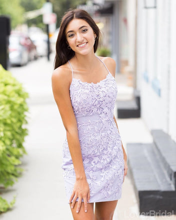 Sexy Mermaid Lace Lilac Short Cheap Homecoming Dresses Online, CM818