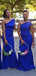 Sexy Mermaid One Shoulder Royal Blue Long Bridesmaid Dresses Gown Online,WG958