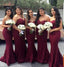 Sexy Mermaid Sweet Heart Dark Red Lace Cheap Long Wedding Party Bridesmaid Dresses, BD100