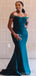 Sexy Mermaid Teal Off the Shoulder Sweetheart Long Bridesmaid Dresses Gown ,WG893