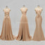 Sexy Mismatched Side Slit Long Gold Bridesmaid Dresses, WG229