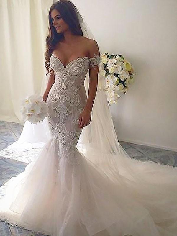 Sexy Off Shoulder Backless Lace Mermaid Wedding Dresses Online, WD420 LoverBridal Sexy Off Shoulder Backless Lace Mermaid Wedding Dresses Online, WD420 LoverBridal