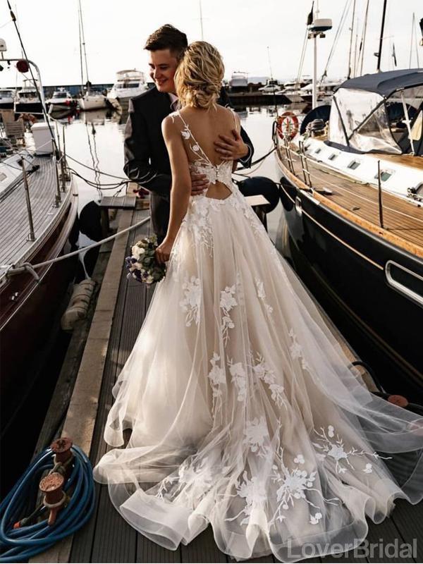 Sexy Open Back Lace A-line Wedding Dresses Online, Cheap Unique Bridal LoverBridal Sexy Open Back Lace A-line Wedding Dresses Online, Cheap Unique Bridal LoverBridal